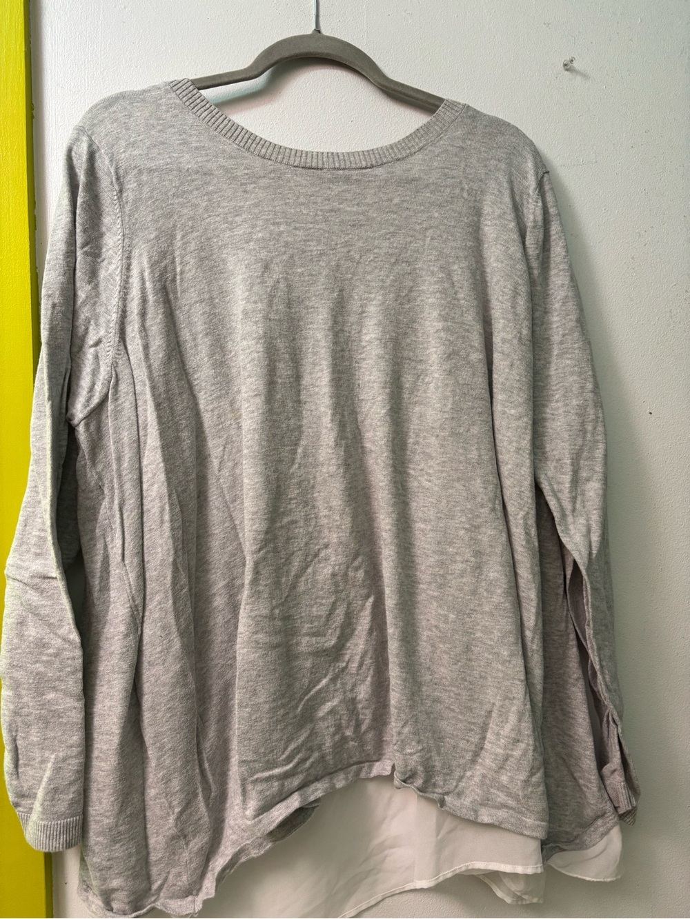 torrid Light Gray Layered Hem Long Sleeve Pullover